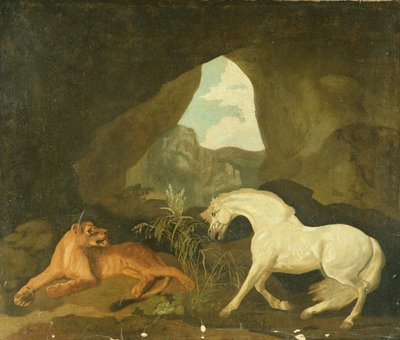 Leona y caballo blanco, 1760 de George Stubbs